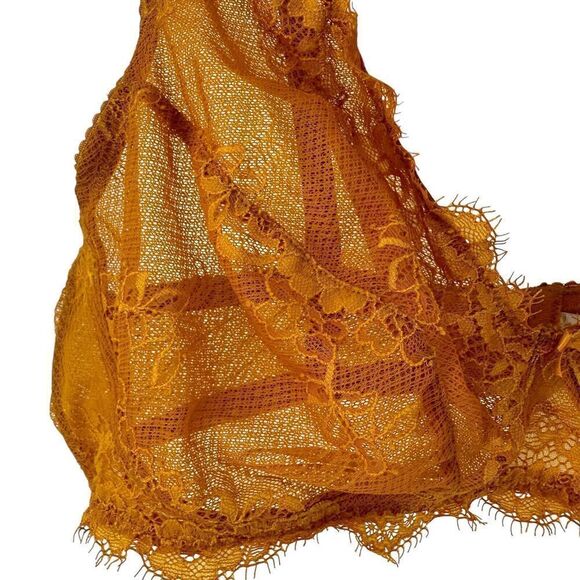Gilligan O'Malley High Apex Bralette Lace Size L Marigold Yellow Wireless Sexy - Picture 4 of 8